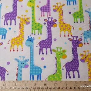 Flannel Fabric Giraffes on White By the yard 100% Cotton Flannel image 2