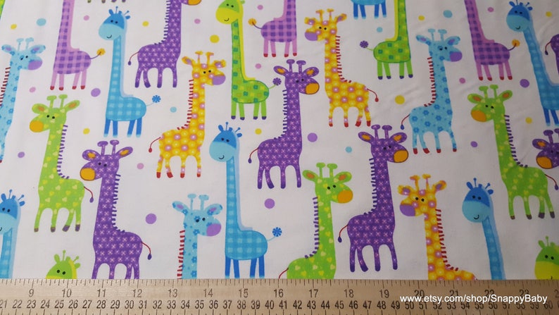 Flannel Fabric Giraffes on White By the yard 100% Cotton Flannel image 2