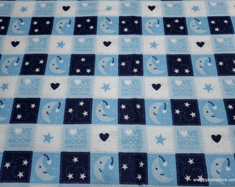 Flannel Fabric - Love to Moon Patch - By the yard - 100% Cotton Flannel