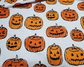 Flannel Fabric - Halloween Pumpkins - By the yard - 100% Cotton Flannel