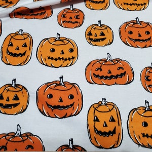 Flannel Fabric Halloween Pumpkins By the yard 100% Cotton Flannel image 1