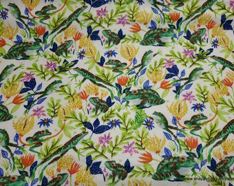 Flannel Fabric - Jumping Floral Frogs - By the yard - 100% Cotton Flannel