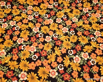 Premium Flannel Fabric - Autumn Comfort Floral Garden Black Premium - By the yard - 100% Cotton Flannel