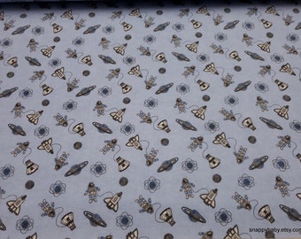 Flannel Fabric - Astronaut Space Icons - By the yard - 100% Cotton Flannel