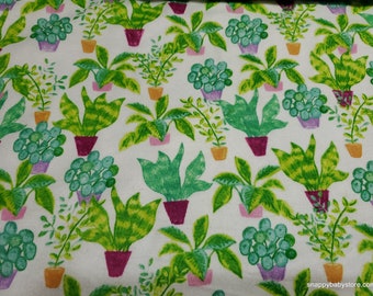 Flannel Fabric - Potted Plants - By the yard - 100% Cotton Flannel