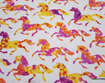 Flannel Fabric - Warm Tie Dye Horses - By the yard - 100% Cotton Flannel