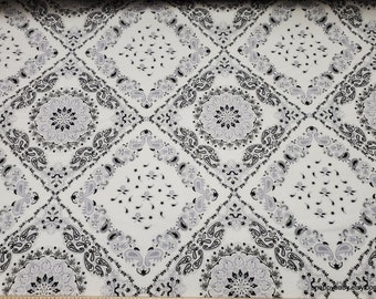 Premium Flannel Fabric - White Black Bandana Premium - By the Yard - 100% Cotton Flannel