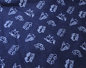 Flannel Fabric - Transport Navy Toss - By the yard - 100% Cotton Flannel