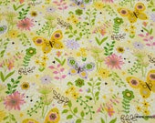 Flannel Fabric - Patterned Trap Butterfly - By the yard - 100% Cotton Flannel