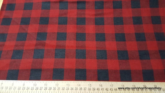 Black and Red Buffalo Check Cotton Flannel Fabric 100% Cotton