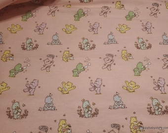 Character Flannel Fabric - Care Bears Playful Pink - By the yard - 100% Cotton Flannel