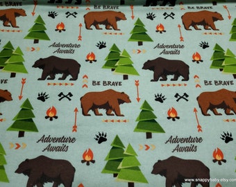 Flannel Fabric - Adventure Awaits - By the yard - 100% Cotton Flannel