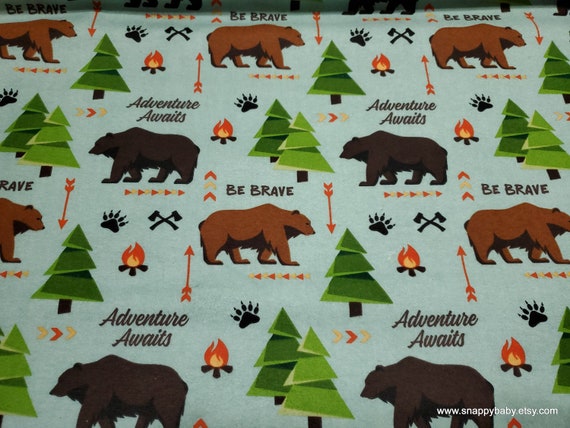 Flannel Fabric - Adventure Awaits - By the yard - 100% Cotton Flannel