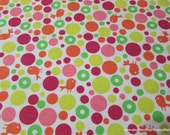 Flannel Fabric - Birds and Bubbles Pink - By the yard - 100% Cotton Flannel