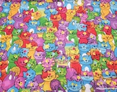 Flannel Fabric - Crazy Cats Multi - By the yard - 100% Cotton Flannel