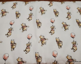 Character Flannel Fabric - Winnie the Pooh Balloon - By the yard - 100% Cotton Flannel