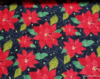 Christmas Premium Flannel Fabric - Winter Elegance Poinsettia Premium - By the yard - 100% Premium Cotton Flannel