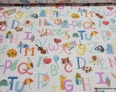 Flannel Fabric - ABC Animals - By the yard - 100% Cotton Flannel