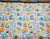 Flannel Fabric - Multi Alphabet and Animals - By the yard - 100% Cotton Flannel