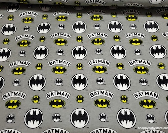 Character Flannel Fabric - Batman Assorted Logo - By the yard - 100% Cotton Flannel