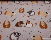 Flannel Fabric - Guinea Pigs - By the yard - 100% Cotton Flannel