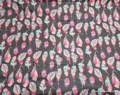 Flannel Fabric - Aztec Feathers - By the yard - 100% Cotton Flannel