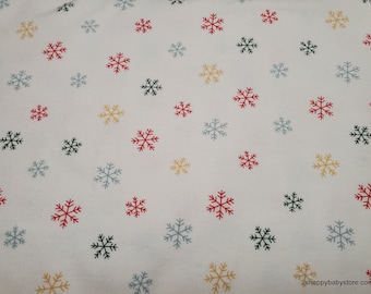 Christmas Flannel Fabric - Christmas Snowflakes - By the Yard - 100% Cotton Flannel
