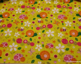 Flannel Fabric - Cute as a Bug - By the yard - 100% Cotton Flannel