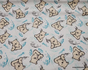 Remnant Flannel Fabric - Winnie the Pooh Paint Waves - Choose your Size - 100% Cotton Flannel