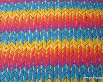 Flannel Fabric - Rainbow Chevron - By the yard - 100% Cotton Flannel