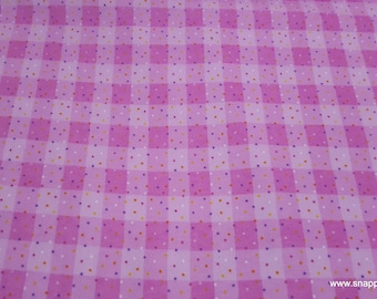 Flannel Fabric - Pink Funfetti Plaid - By the Yard - 100% Cotton Flannel