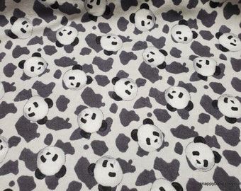 Flannel Fabric - Baby Pandas on Gray - By the yard - 100% Cotton Flannel