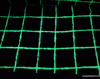 Glow in the Dark Flannel Fabric - Plaid Glow in the Dark - By the yard - 100% Cotton Flannel