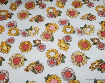 Flannel Fabric - Sunflowers Allover - By the yard - 100% Cotton Flannel