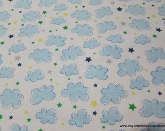 Flannel Fabric - Airplane Clouds White - By the yard - 100% Cotton Flannel