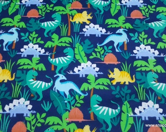 Flannel Fabric - Navy Dino Friends Premium Flannel - By the yard - 100% Cotton Flannel