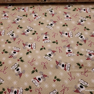 Christmas Flannel Fabric - Christmas Dog - By the Yard - 100% Cotton Flannel