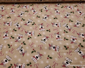 Christmas Flannel Fabric - Christmas Dog - By the Yard - 100% Cotton Flannel