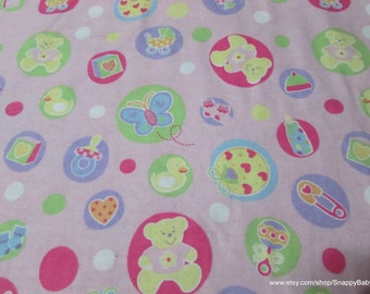 Flannel Fabric - Welcome Baby Pink - By the yard - 100% Cotton Flannel