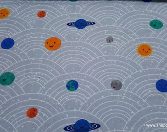 Flannel Fabric - Outerspace Planets - By the yard - 100% Cotton Flannel