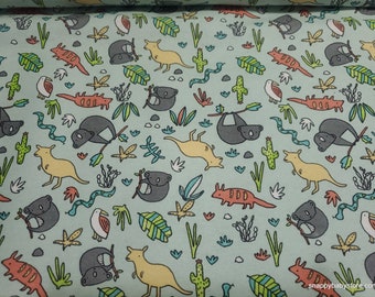 Flannel Fabric - Australian Animals - By the yard - 100% Cotton Flannel