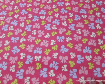 Flannel Fabric - Prize Bows Fuschia - By the yard - 100% Cotton Flannel