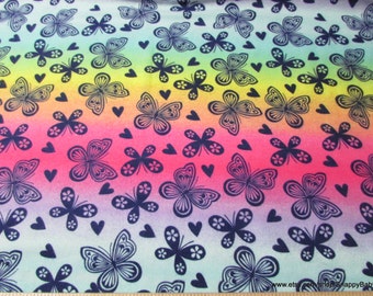 Flannel Fabric - Butterfly Heart TieDye - By the yard - 100% Cotton Flannel
