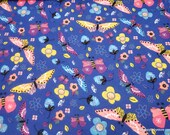 Flannel Fabric - Happy Butterflies - By the Yard - 100% Cotton Flannel