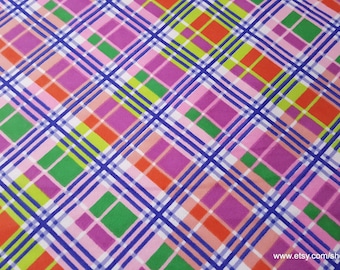 Flannel Fabric - Bright Bias Plaid - By the Yard - 100% Cotton Flannel