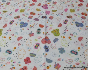 Flannel Fabric - Raining Butterflies  - By the yard - 100% Cotton Flannel