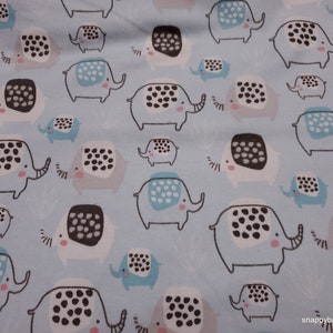 Flannel Fabric - Dotty Elephants Blue - By the yard - 100% Cotton Flannel