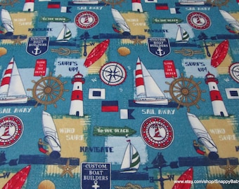 Flannel Fabric - Sail Away - By the yard - 100% Cotton Flannel