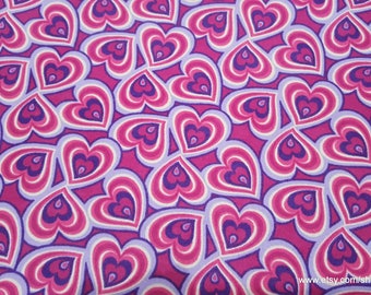 Flannel Fabric - Swirl Heart Pink Purple - By the yard - 100% Cotton Flannel
