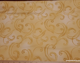 Premium Flannel Fabric - Autumn Comfort Harvest Scroll Ecru Premium - By the yard - 100% Cotton Flannel